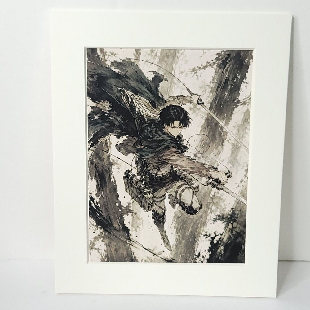 Levi Action Attack On Titan Black White Card Anime Sketch Art Oversized Board A4